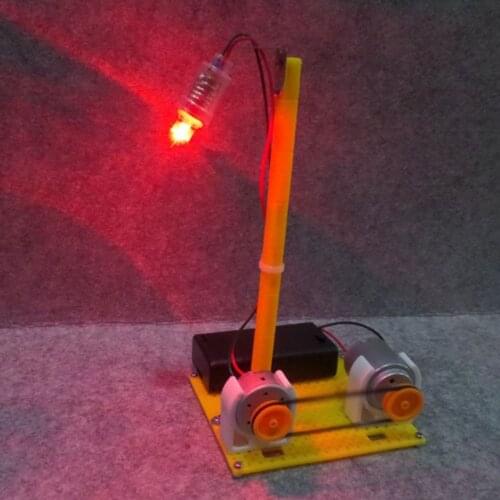 Micro Electricity Power Generator LED Motor Power Table Lamp Kids Assemble Toy