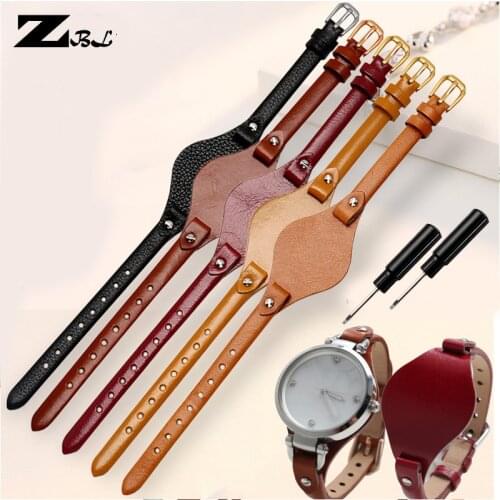 Fashion female watch belt strap Genuine leather watchband 8mm for Fossil ES4176 ES4119 3262 3077 watch band with mat