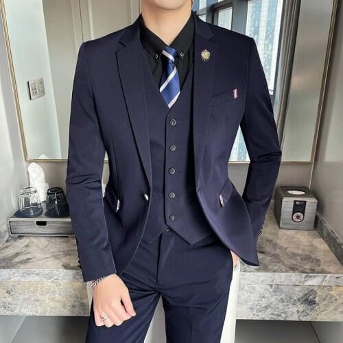 Mens Three-piece Suit Mens Wedding Suit Men Fashion Wedding Men Slim Business Formal Wear Asian Size S-4XL Mens Suit