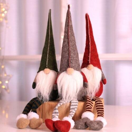 Handmade Stuffed Doll Pointed Hat Faceless Rudolph Window Display Desktop Decor For Christmas New Year