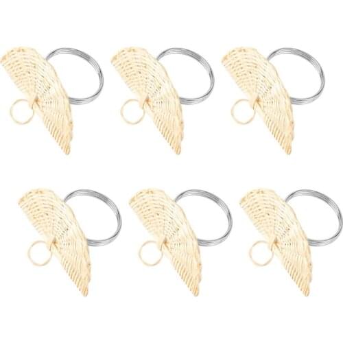 Sector Napkin Rings Set of 6, Vintage Napkin Ring for Table Setting, Handmade Rattan Serviette Rings Holder for Wedding