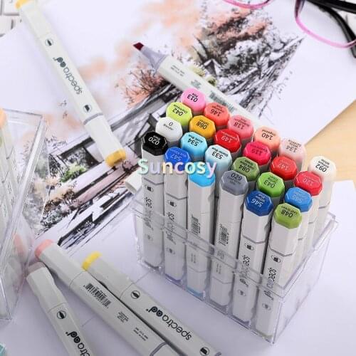 Chartpak Spectra AD Marker Set In Plastic Case or Canvas Bag, Tri-Nib and Brush Dual-Tip, 24 36 48 72 96 Colors Set