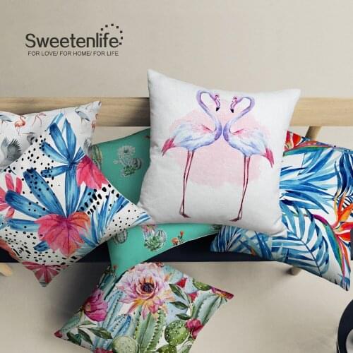 Sweetenlife Pillow Covers Decorative Plant and Flamingo series Sofa Cushion Covers 60*60 Cushion Pillowcases 2018 New Customized