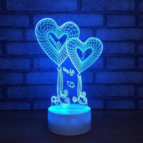 Love Heart Shape LED 3D Night Light 7 Colors Baby Sleeping Night Lamp Luminaria 3D LED Bedroom Table Lamp Home Decoration