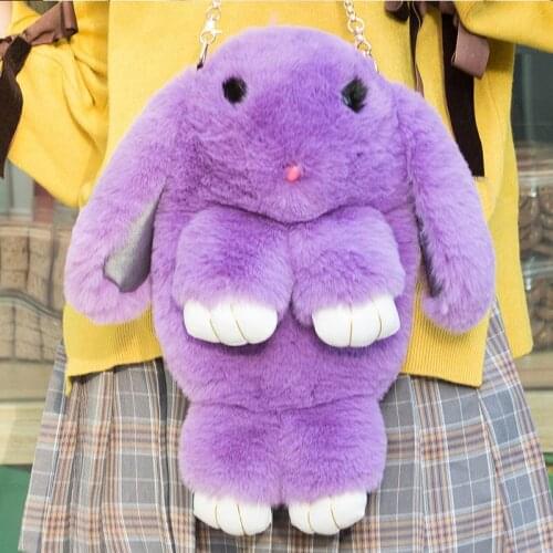 Brilljoy New Style Cartoon bag Cute Fluffy Rabbit Plush for Girls Women Bags Bunny Messenger Bags Shoulder Bag Fashion
