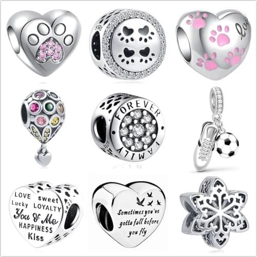 2021 Newst forever family Paw Wine Balloon Charm Pendant Beads fit Original Pandora Charms Silver 925 Bracelet DIY Women Jewelry