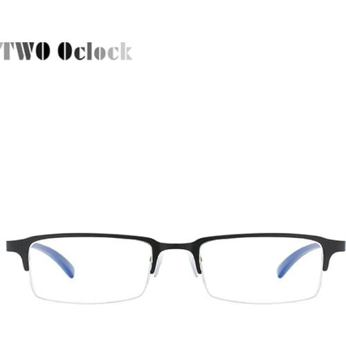 TWO Oclock Eyeglasses Frames Men Optical Prescription Glasses Anti-blue Light Computer Eyewear Semi-rimless Metal Frame X7717