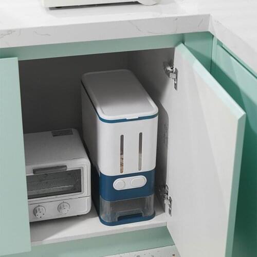 Plastic Rice Dispenser Large Rice Box Storage Containers Rice Dispenser Rice Bucket Measuring Rice Barrel, 55Lbs