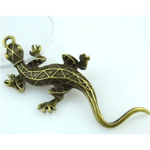 2pcs Antique Bronze 61*31mm Lizard Gecko Charms Pendant For Jewelry Making Bracelet Vintage Accessories