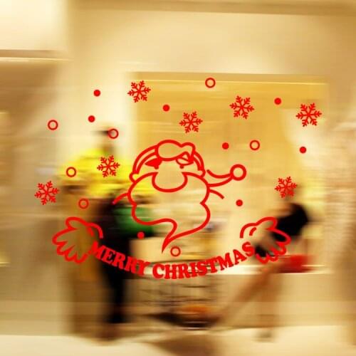 Festival Theme Merry Christmas Santa Claus Wall Stickers Shop Office Window Decals Xmas Wallpaper Home Decoration
