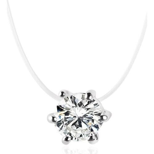 Transparent Plastic Band Clear Zircon Fishing Line Invisible Chain Simple Necklace for Women 7 Types