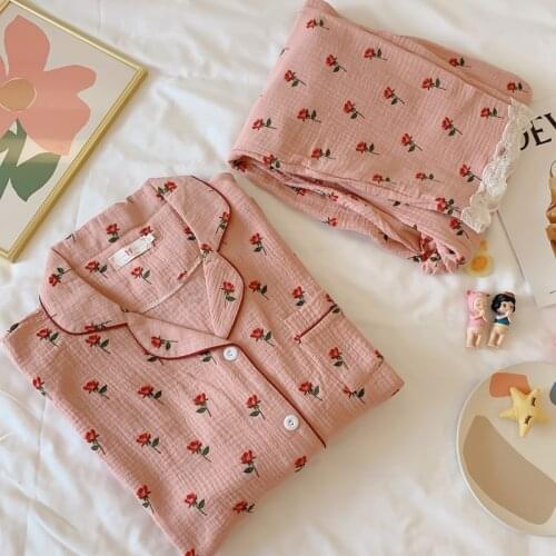 Fdfklak Spring Autumn Maternity Clothes For Nursing Mothers Nursing Pajama Pink/White Floral Print Nursing Clothes Sleepwear