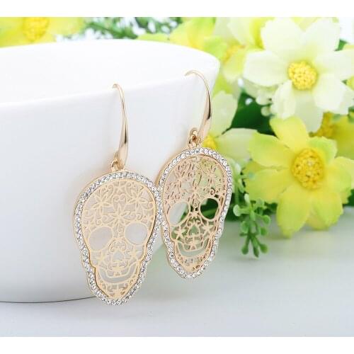 Vintage Punk Style Silver Color Alloy Earring For Women Hollow Skeleton Loop Earring Jewelry Dropshipping