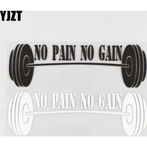 YJZT 17.9X5.4CM NO PAIN NO GAIN Vinyl Car Sticker Funny Decal Fitness Word Sport Black/Silver 4C-0121