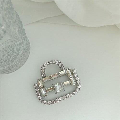 Design feeling full of drill zircon bag shape brooch suit sweater accessories female Free shipping