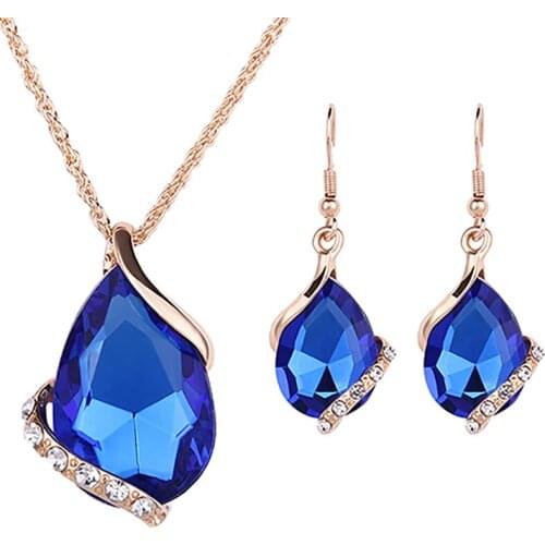 Womens Fashion Rhinestone Choker Chain Necklace Drop Earrings Jewelry Set