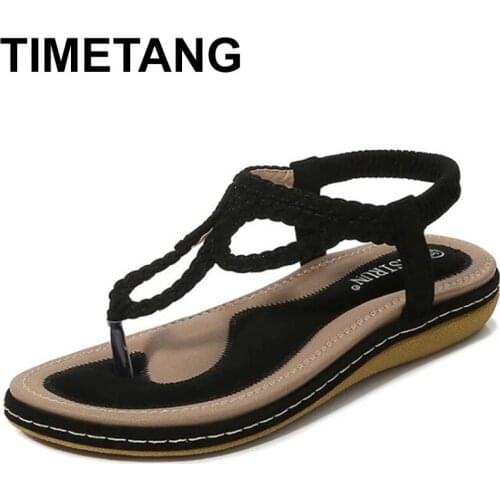 TIMETANGWomens Summer New Bohemian Sandals Womens Large Roman Beach Sandals Three Colors Are Available, Elegant and Comfortabl