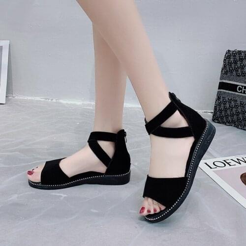 2021 Summer Women Sandals Woman Elastic Band Flats Ladies Fashion Rome Sewing Footwear Open Toe Womens Shoes Plus Size 41