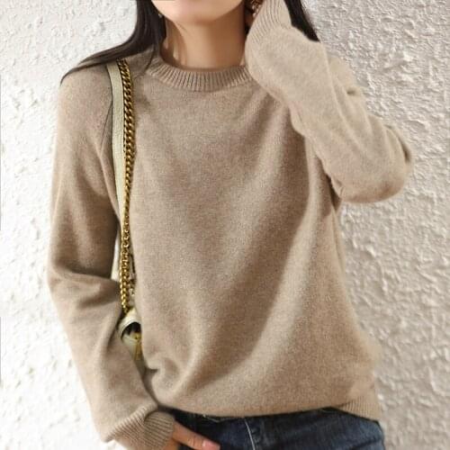 2021 Winter Thicker Warm Sweaters for Woman 100% Pure Wool Knitted Jumpers Oneck Long Sleeve 6Colors Female Pullovers