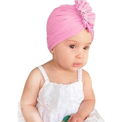 1 PCS Infant Comfortable Soft Knitting Cotton Hats Solid Color Handmade Baby Girl Indian Cap Kids Accessories Clothing Ornaments