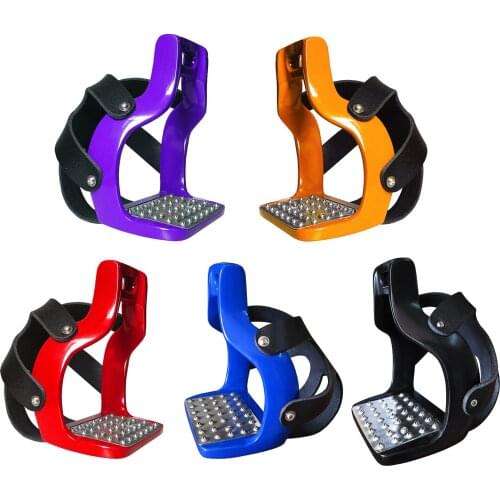 1 Pair Die-Cast Aluminum Saddle Stirrup Pedal Wear‑Resistant Comfortable Safe Horse Riding Equipment with Net Cover