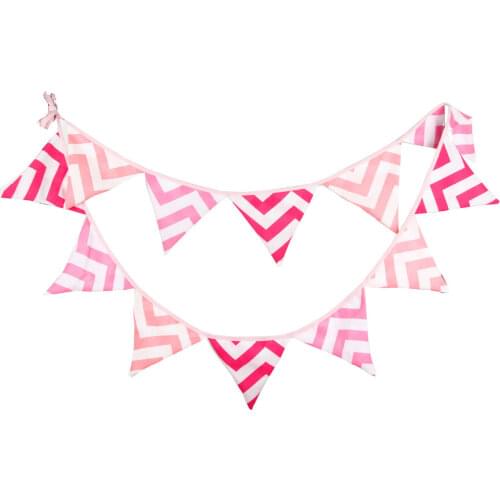 1pcs 3.2M 12 Flags Pink Wve Cotton Home Bunting Banners Children Birthday Decoration Flag Wedding Photo Background Pennant