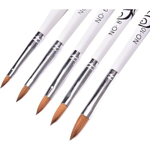 1PCS Acrylic Liquid Powder No. 2/4/6/8/10 Kolinsky Sable Acrylic Nail Art Brush UV Gel Builder Carving Pen