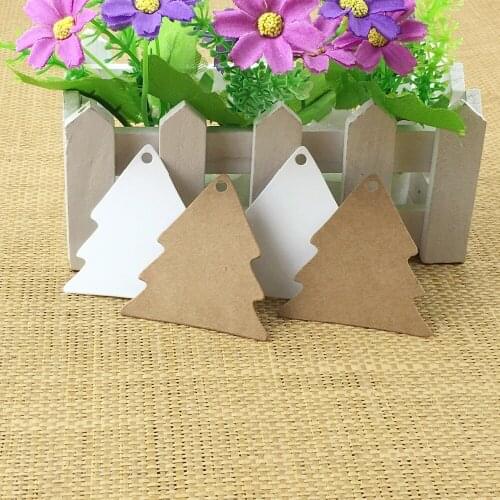 100pcs Tree Shape Paper Hang Tag For Birthday Christmas Valentine' Day Party Wedding Decoration 3.5x3.5cm