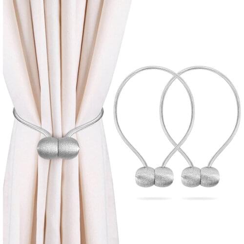 2 Pcs Magnetic Pearl Ball Curtain Tiebacks Tie Backs Holdbacks Buckle Clips Accessory Curtain Rods Accessoires Curtain Decor