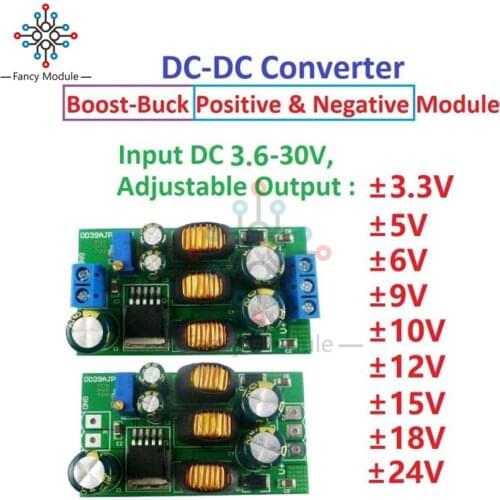 2 in 1 20W Boost-Buck Dual Output Voltage Module 3.6-30V to +-3-30V Adjustable Output DC DC Step-up Step-down Converter Board