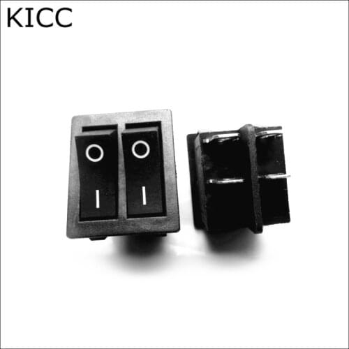 22*28MM Rocker Switch Black KCD3 KCD4 Double joint 4Pin 2File Seesaw switch Power switch 5Pcs