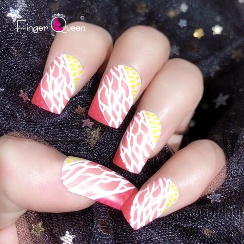 24pcs Box Texture Pattern Nail Supplies For Professionals Red Pink Yellow French Halloween Artificial Nails With Design Hand