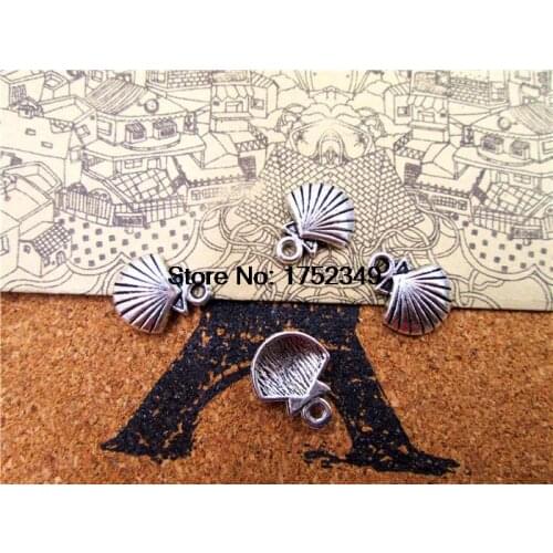 25pcs--Seashell Charms, Antique Tibetan Silver Ocean Themed 3D Shell pendants/charms 13x10mm
