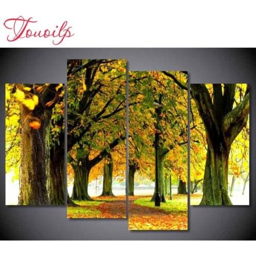 TOUOILP 4 pcs/set, forest 5d Diamond Painting Nature Forest Park Trees Cross Stitch,diy Diamond Embroidery Mosaic stickers home