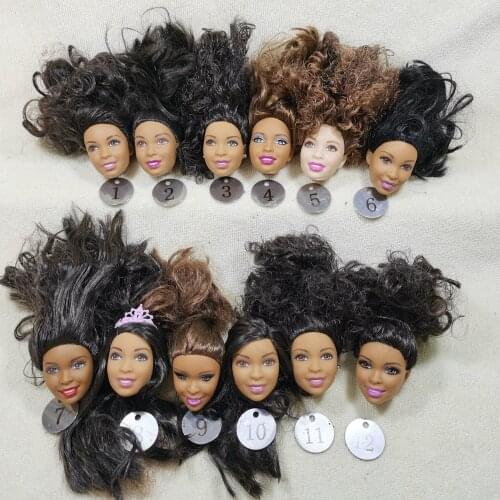 B29-3 Original Foreign Trade Africa Nikki Beauty 1/6 OOAK NUDE Rarely Doll Head Mussed Black or Brown Hair Head A