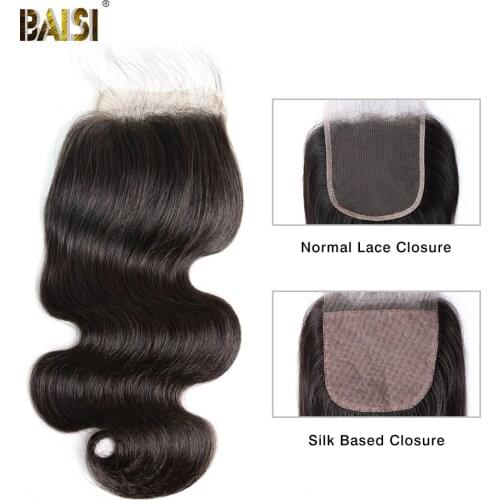 BAISI Hair Brazilian Body Wave Lace Closure 4x4 Remy Hair Closure Free Part Middle Part Free Part