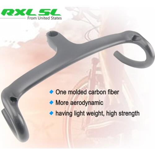 No Logo Bicycle Carbon Integrated Handlebar Black Handlebar Bicycle Road Carbon Fiber 31.8*400/420/440mm Road Bike Handlebars