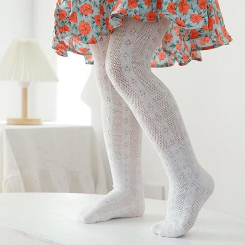 Kids Girl Cotton Summer Ribbed Pantyhose Toddler Child Princess Bow Knit White Tights Newborn Infant Mesh Pants Baby Accessories