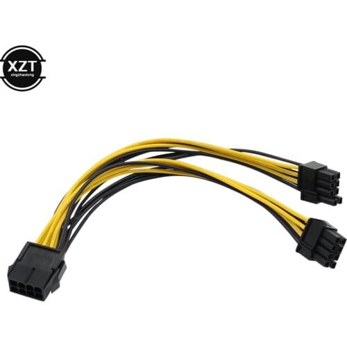 GPU 8pin for graphics card BTC Miner 20cm Female to dual PCI-E PCI Express 8p ( 6+2 pin ) Male power cable 18AWG wire