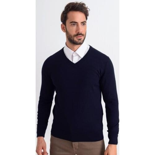 Heyss V Collar Woolen Male Knitwear Sweater
