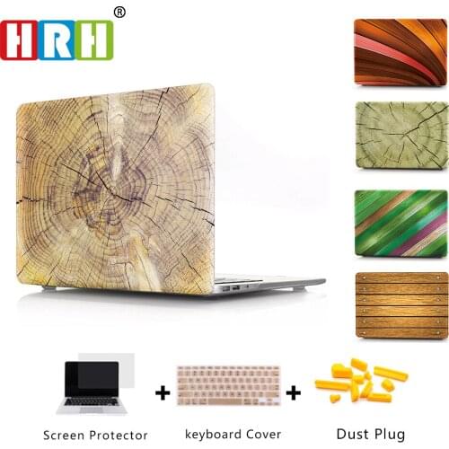 HRH Wood Laptop Shell Protective Hard Plastic PC Case for Macbook Air Pro Retina 13"12"15"11"Touch Bar A2159 A2141 A2289 A2251