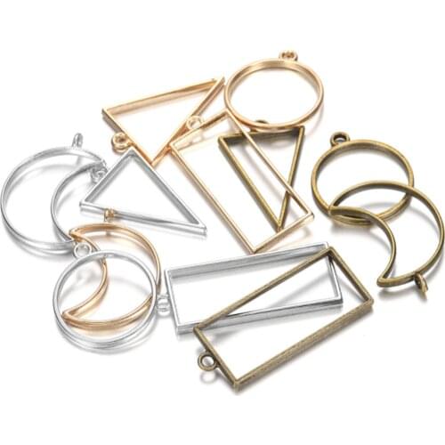 Open Frame Bezels Set for Resin Craft Hollow Pendant Charms for DIY Necklaces Jewelry Making 6colors(11pcs