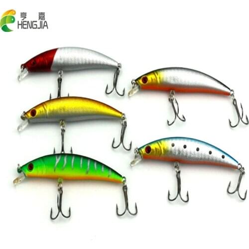 HENGJIA 5PC 9cm 8.3g Reflective Artificial Fishing Lure Hard Plastic Minnow Bait 3D Fish Eye Fake Baits for Bass Carp Fishing