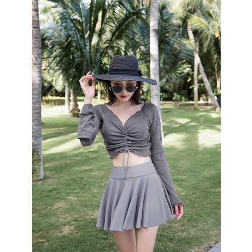 High Waist Swimsuit Female Separate Sexy Tankini Swimwear For Women Plus Size Korean Swimming Suit Skirt Fairy Bikini Surfing