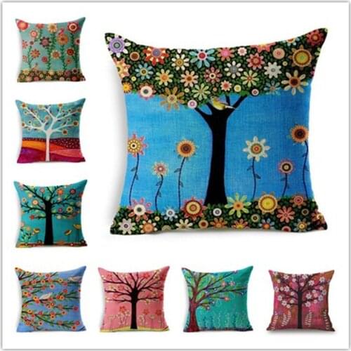 Hot Sale Natural Style Fashion New Cushion Tree Print pillow Bed Sofa Home Decorative Pillow Fundas Para Almofadas Cojines