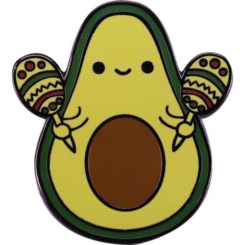 Cute playing maracas avocado badge creative vegan decor