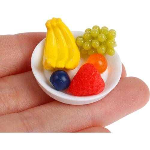 1 Set Resin Dollhouse Miniature fruit grape strawberry fruit tray Food For 1:12 Dollhouse
