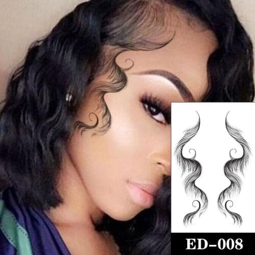 Fashion Hairline Edges Tattoo Sticker Baby Hair Pony Tail Styles Temporary Tattoos Waterproof Template Sleek Bangs Posted Tatoos
