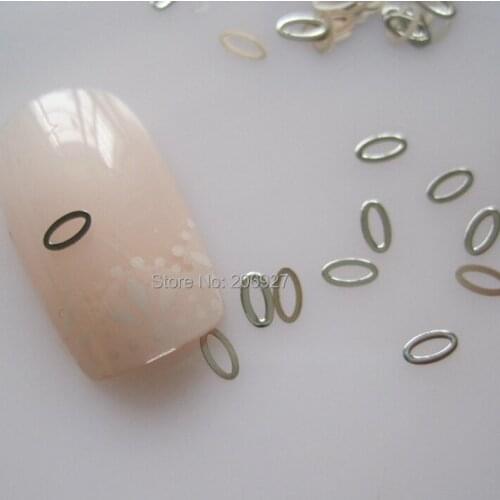 MS268-1 100pcs Silver Cute Small Oval Metal Sticker Nail Art Metal Sticker Nail Art Decoration Non-adhesive Sticker
