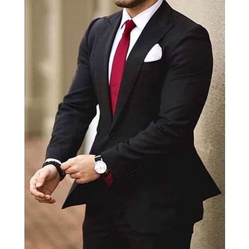 2020 Mens Business Casual Suit 2 Pieces Slim fit Suits for Man Wedding Prom Custom Male Blazer Formal Groom Tuxedo Jacket Pants